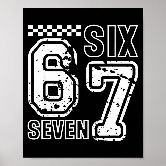 Poster Retro Six Seven Numbers Clever Humor 6 7 Meme Mens (Frente)