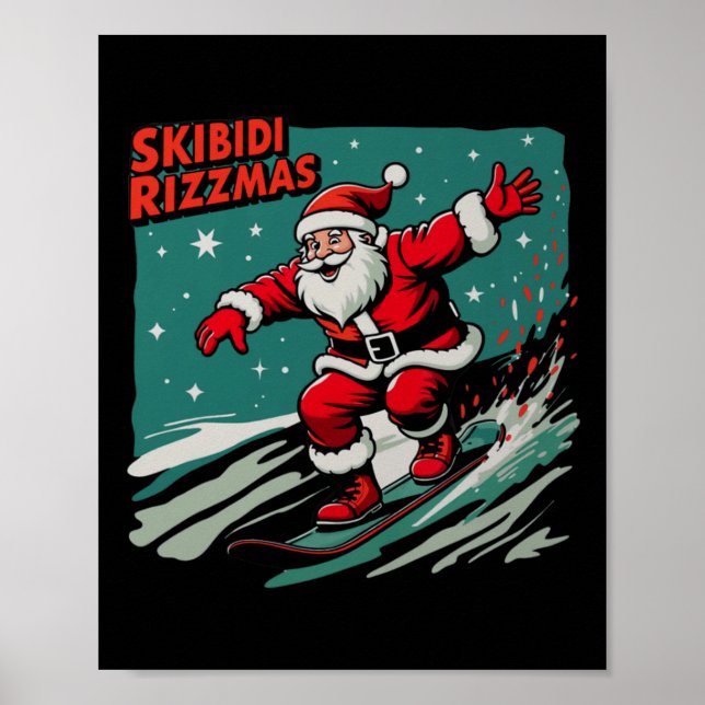 Poster Retro Skibidi Rizzmas Funny Santa Clause Skause B (Frente)