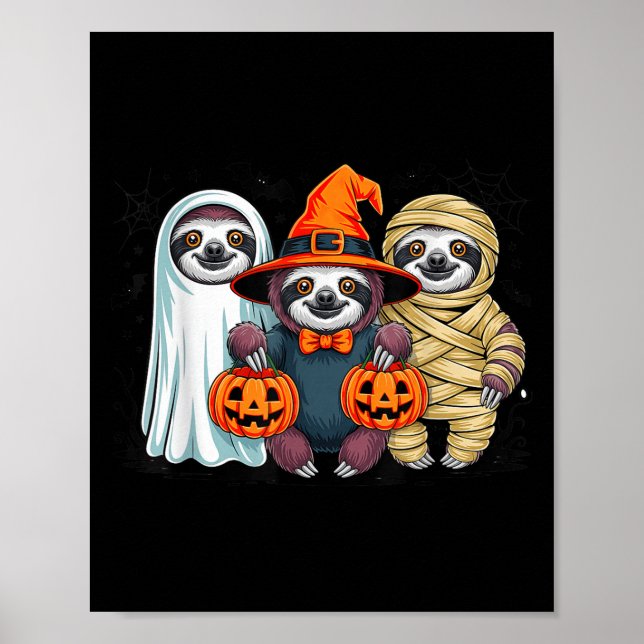 Poster Retro Sloth Witch Y Halloween Pumpkin Men Ki (Frente)