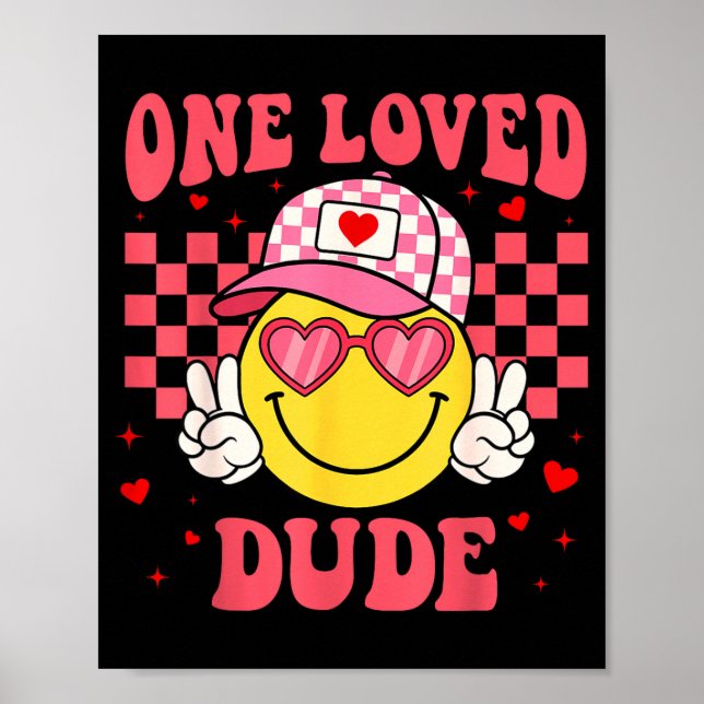 Poster Retro Smile Face One Loved Dude Valentines Day Men (Frente)