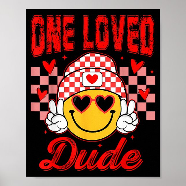 Poster Retro Smile Face One Loved Dude Valentines Day Men (Frente)