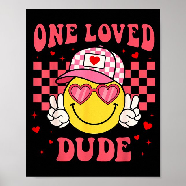 Poster Retro Smile Face One Loved Dude Valentines Day Men (Frente)