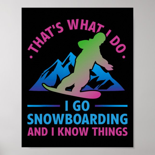 Poster Retro Snowboard dos anos 80 É o que faço Snowboard (Frente)