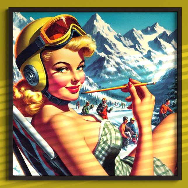 Poster Retro Snowboard Girl (Criador carregado)