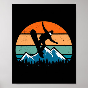 Poster Retro Snowboarder Homens Mulheres Crianças