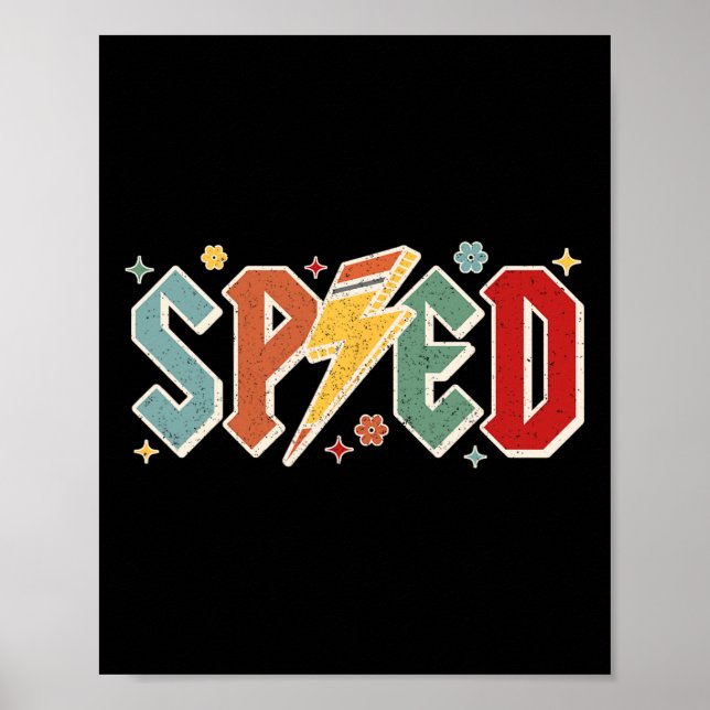 Poster Retro Sped Teacher Pencil Lightning Bolt Back To S (Frente)