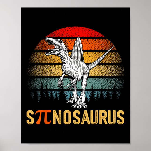 Poster Retro Spinosaurus Feliz Dia Pi (Frente)