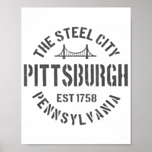 Poster Retro Steel City Pittsburgh Pensilvânia Yinz