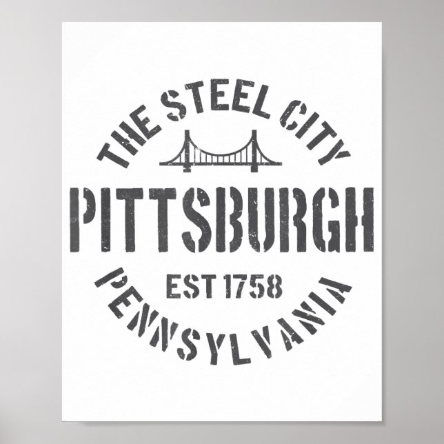 Poster Retro Steel City Pittsburgh Pensilvânia Yinz (Frente)