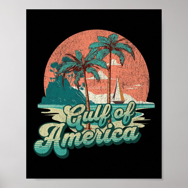 Poster Retro Sunset Beach Vibes - Golfo Dos Eua (Frente)
