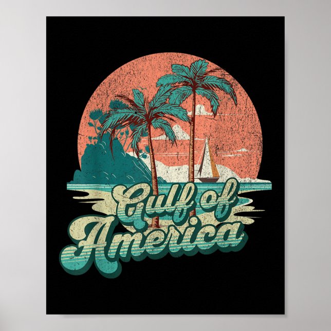 Poster Retro Sunset Beach Vibes - Golfo Dos Eua, América (Frente)