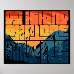 Poster Retro Sunset Landscape Hiking Adventure Explorar