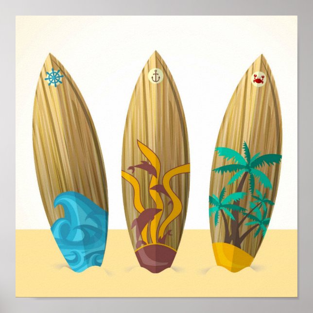 Póster Retro Surfboards Sun Surf (Frente)