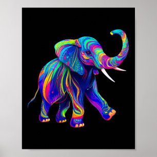 Poster Retro Synthwave anos 80 90 Elefante Tromba Acima C