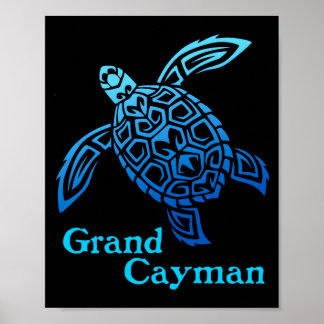 Poster Retro tartaruga marinha tribal ilhas grand cayman