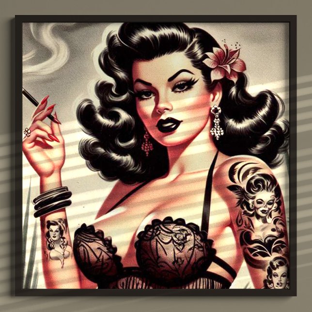 Poster Retro Tatto Gótico Girl (Criador carregado)
