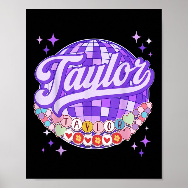 Poster Retro Taylor First Name Personalizado Friendship B (Frente)