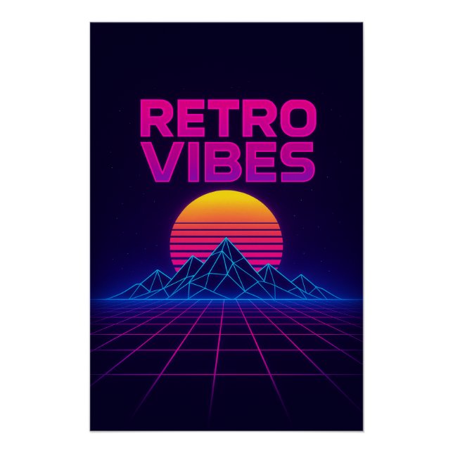 Póster Retro Tech Vibes Neon Synthwave Design Poster (Frente)
