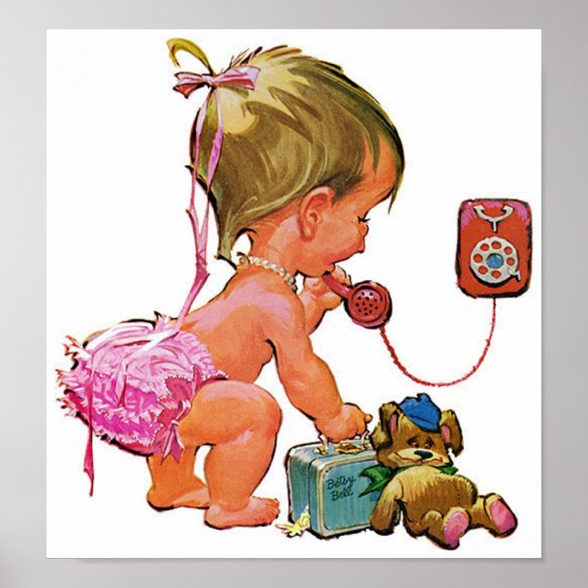 Póster Retro Telephone Toddler (Frente)