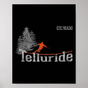 Poster Retro Telluride Colorado Em Esqui Em Coloração