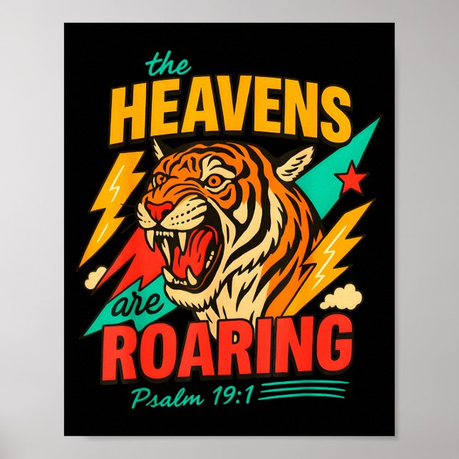 Poster Retro The Heavens Are Roaring Believer Bible Verse (Frente)