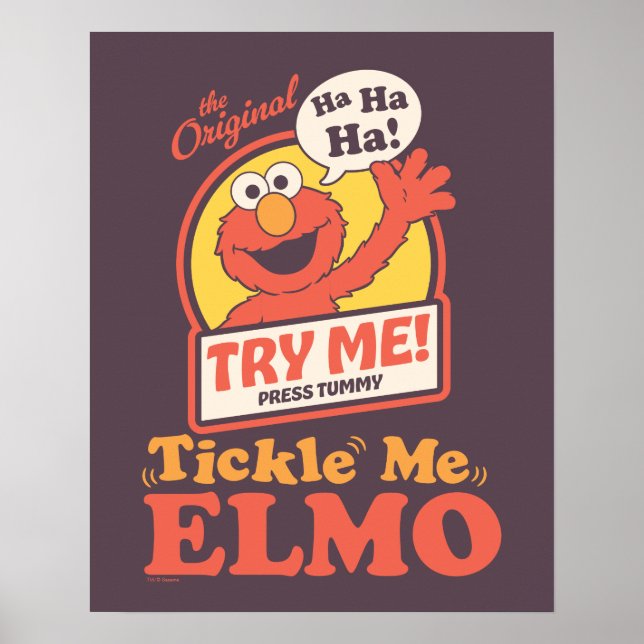 Poster Retro Tickle Me Elmo Aceno Gráfico (Frente)