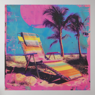 Poster Retro Toalha dos anos 80 sobre um álbum de Synthwa