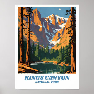 Poster Retro Vaca, ilustração do Parque Nacional do Kings