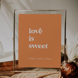 Poster Retro Verão Orange Love Is Sweet Weding Sign