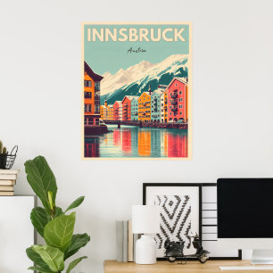 Poster Retro viagem Innsbruck Tyrol - Presentes dos Alpes