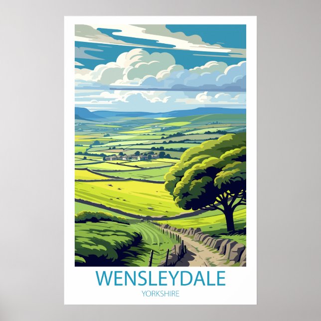 Poster Retro Viagem Wensleydale Yorkshire Wall Art (Frente)