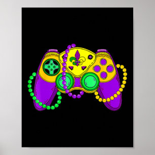 Poster Retro Video Game Controller Hat Mardi Gras Gaming