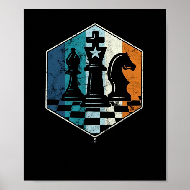 Poster Retro Vintage Chess Piece Chess Master Club (Frente)