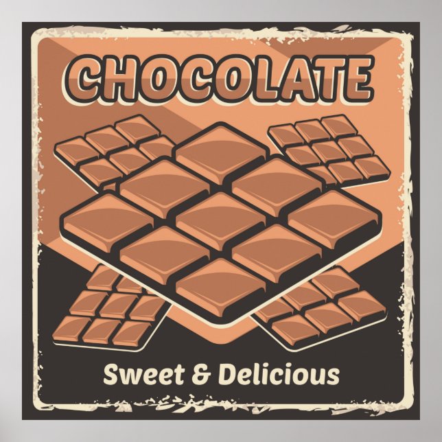 Poster retro vintage chocolate doce (Frente)