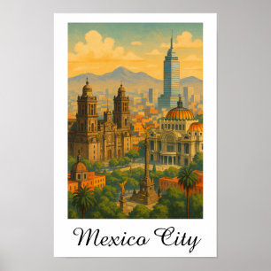 Poster Retro Vintage Cidade do México Viagem CDMX