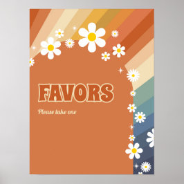 Poster Retro Vintage Daisy Favorece Rainbow Daisy