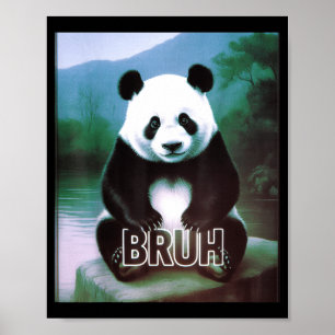 Poster Retro Vintage Engraçado Bruh Panda Gíria Meme Anim