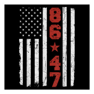 Póster Retro Vintage EUA Flag 86 47 Anti Trump