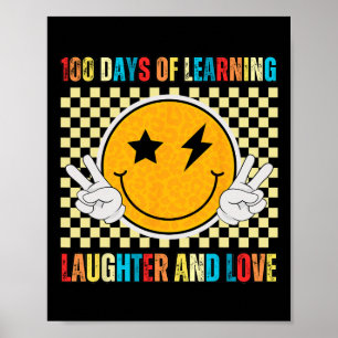 Poster Retro Vintage Feliz 100 Dias De Escola Para Crianç