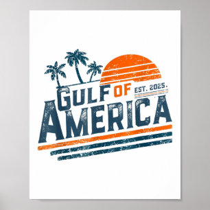 Poster Retro Vintage Golfo Da América Do Norte 2025 Ameri