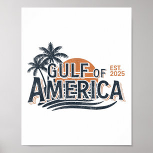 Poster Retro Vintage Golfo Da América Do Norte 2025 Ameri