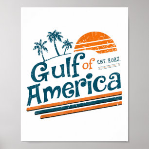 Poster Retro Vintage Golfo Da América Do Norte 2025 Ameri