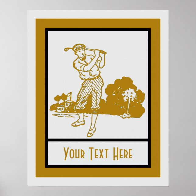 Póster Retro vintage jogar golfe art deco modelo (Frente)