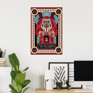 Poster Retro Vintage Krampus e o Velho Natal Negro