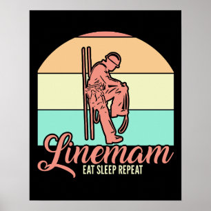 Poster Retro Vintage Lineman