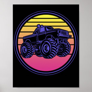 Poster Retro Vintage Monster Truck Vaporwave