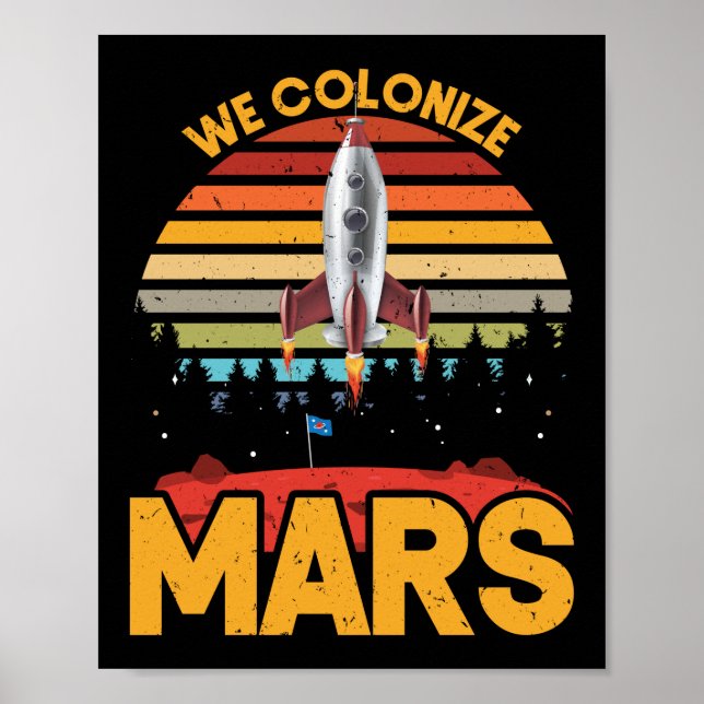 Poster Retro Vintage Occupy Mars 2020 Planet Martian (Frente)