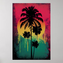 Retro Vintage Ombre Pop Palm Tree Vibe