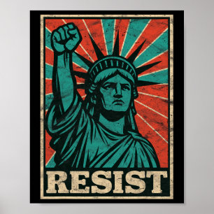 Poster Retro Vintage Resiste Traço Fascismo De Liber