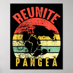 Poster Retro Vintage Reunir Pangea Divertido Dia da Terra